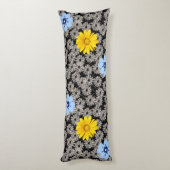 Bloempatroon 19.b. Zwart BG Lichaamskussen (Achterkant (Verticaal))