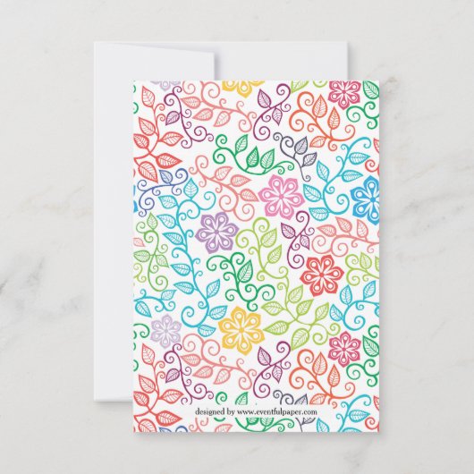 Bloempatroon - 3x5 Bruids Douche Uitnodiging (Achterkant)