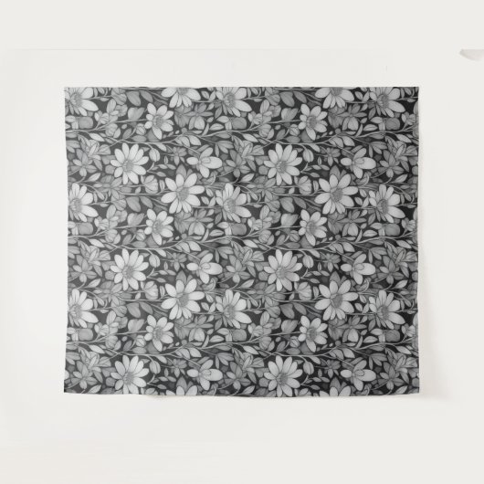 Bloempatroon 7 Mono tapijt Wandkleed (Voorkant (horizontaal))