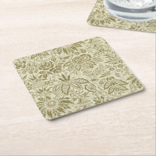 Bloempatroon Antiek Damask Paisley Kartonnen Onderzetters