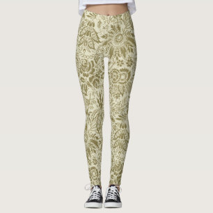 Bloempatroon Antiek Damask Paisley Leggings