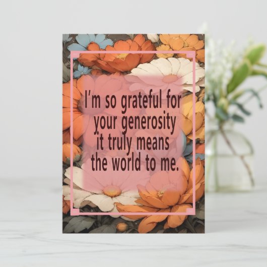 Bloempatroon bedankkaart met een bericht (Staand voorkant)