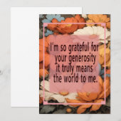 Bloempatroon bedankkaart met een bericht (Voorkant / Achterkant)