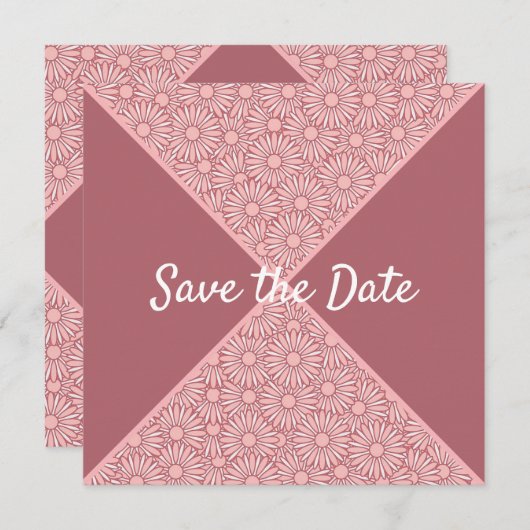 Bloempatroon Bewaar de datum Save The Date (Voorkant / Achterkant)