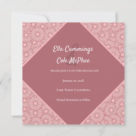 Bloempatroon Bewaar de datum Save The Date (Achterkant)