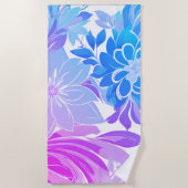 Bloempatroon, Blauw en Roze Strandlaken (Voorkant)