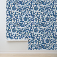 Bloempatroon Blauw Wit Antiek Look