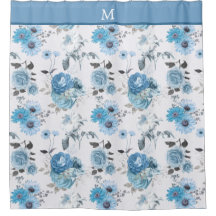 Bloempatroon Blauwe Rand Monogram