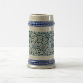 Bloempatroon Bloemen laat vogels blauw Bierpul (Center)