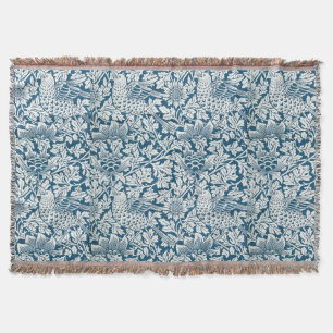 Bloempatroon Bloemen laat vogels blauw Deken