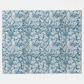 Bloempatroon Bloemen laat vogels blauw Fleece Deken (Voorkant (Horizontaal))