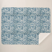 Bloempatroon Bloemen laat vogels blauw Sherpa Deken (Voorkant (horizontaal))