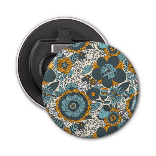  bloempatroon button flesopener (Voorkant)