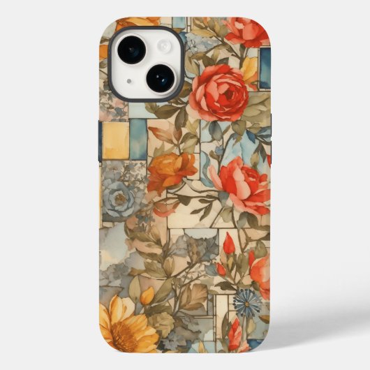 Bloempatroon Collage Esthetische Waterverf Bloemen Case-Mate iPhone Case (Achterkant)