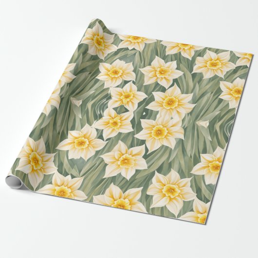 Bloempatroon Daffodil bloemen Cadeaupapier (Uitgerold)