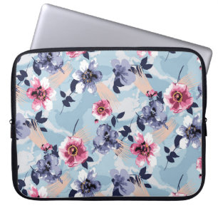 bloempatroon design textiel illustratie, achterzij laptop sleeve