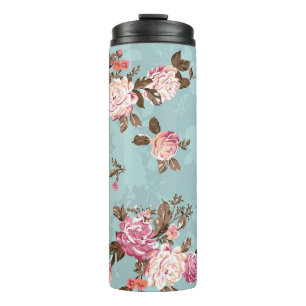bloempatroon design textiel illustratie, achterzij thermosbeker