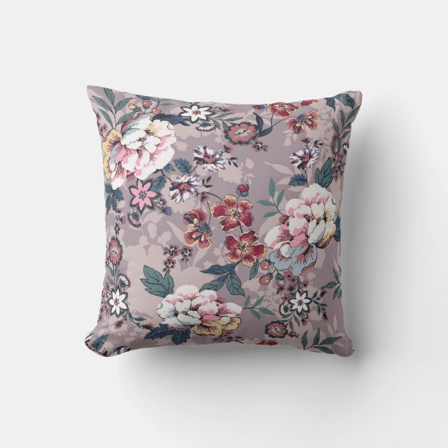 bloempatroon design textiel illustratie, desi kussen (Voorkant)