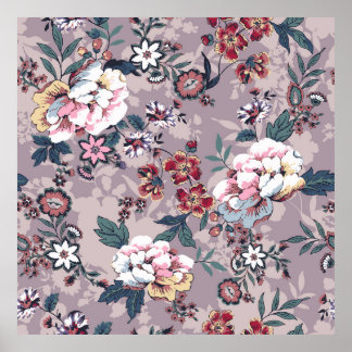 bloempatroon design textiel illustratie, desi poster