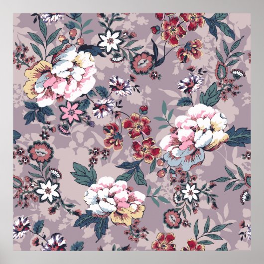 bloempatroon design textiel illustratie, desi poster (Voorkant)