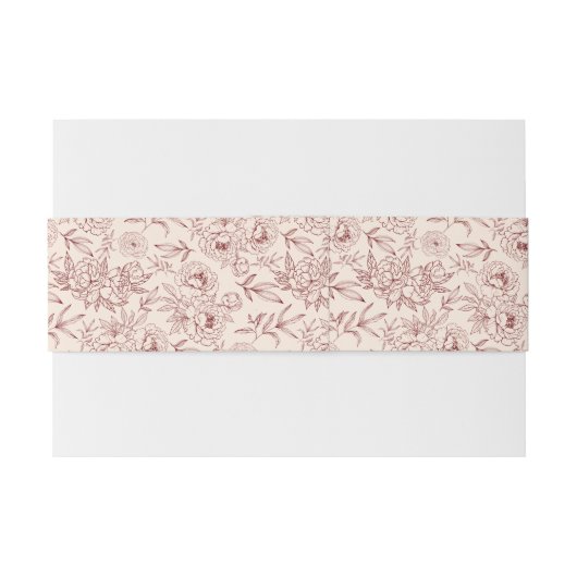 Bloempatroon Dubbele Xi Chinese bruiloft Uitnodigingen Wikkel (Achterkant Voorbeeld)