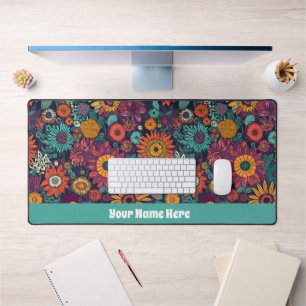 Bloempatroon, een boeket van kleurrijke bloemen, bureaumat