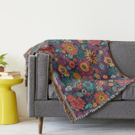 Bloempatroon, een boeket van kleurrijke bloemen, deken