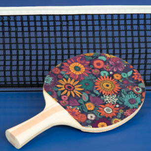 Bloempatroon, een boeket van kleurrijke bloemen, tafeltennisbatje