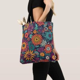 Bloempatroon, een boeket van kleurrijke bloemen, tote bag