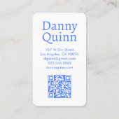 Bloempatroon Elegant Botanisch Blauw Wit Visitekaartje (Achterkant)