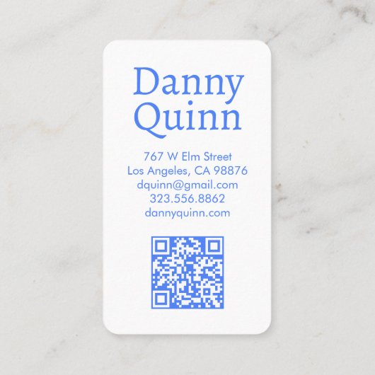 Bloempatroon Elegant Botanisch Blauw Wit Visitekaartje (Achterkant)