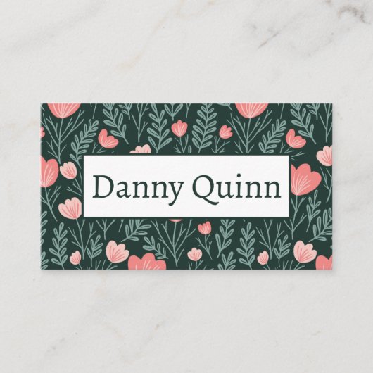 Bloempatroon Elegant Botanisch Roze Groen Visitekaartje (Voorkant)
