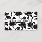 Bloempatroon Elegante Zwart Wit Chic Bloemen Visitekaartje (Voorkant)