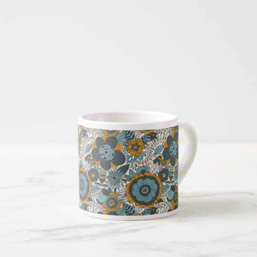 bloempatroon espresso kop (Voorkant rechts)
