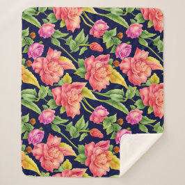 Bloempatroon gember bloemen sherpa deken