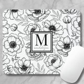 Bloempatroon gepersonaliseerd vrouwelijk monogram muismat