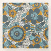  bloempatroon glazen onderzetter (Voorkant)