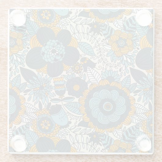  bloempatroon glazen onderzetter (Achterkant)