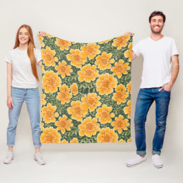 Bloempatroon goudsbloem bloemen fleece deken