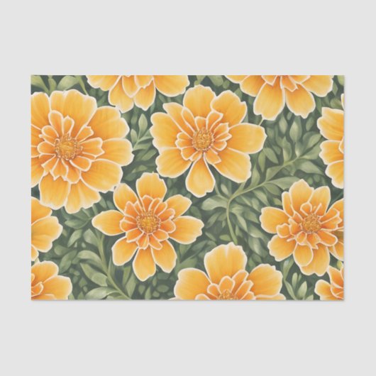 Bloempatroon goudsbloem bloemen tissuepapier (Voorkant)