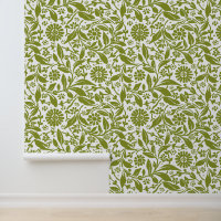 Bloempatroon  Groen Wit Antiek Look