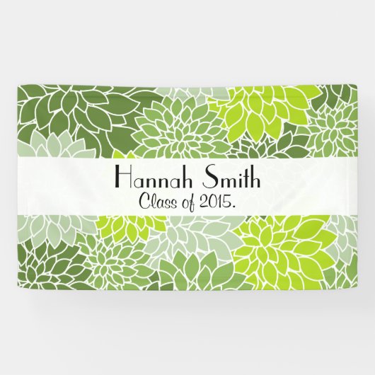 Bloempatroon, groene Dahlia, Afstuderen Spandoek (Horizontaal)