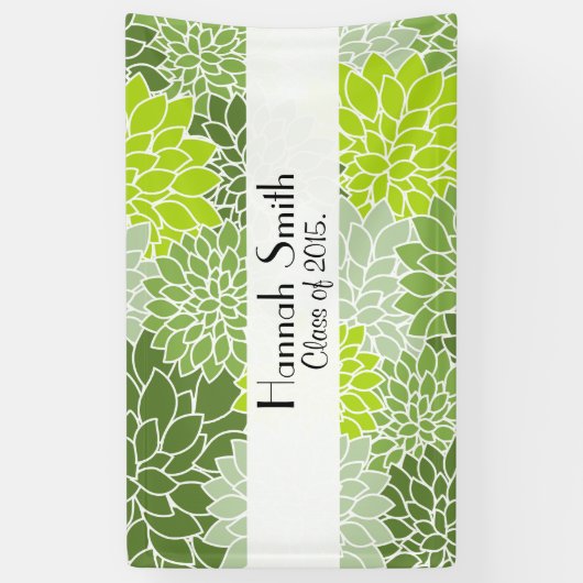 Bloempatroon, groene Dahlia, Afstuderen Spandoek (Verticaal)