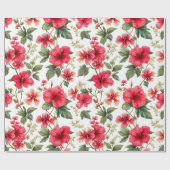 Bloempatroon Hibiscus Bloemen Cadeaupapier (Vlak)