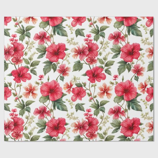 Bloempatroon Hibiscus Bloemen Cadeaupapier (Vlak)