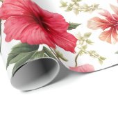 Bloempatroon Hibiscus Bloemen Cadeaupapier (Rol Hoek)