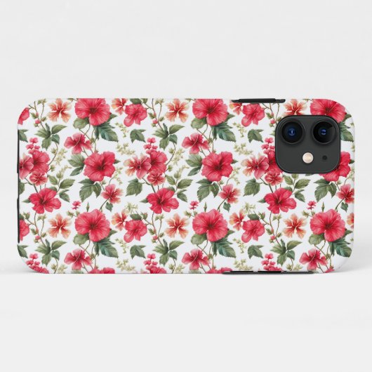 Bloempatroon Hibiscus Bloemen Case-Mate iPhone Case (Achterkant (horizontaal))