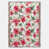 Bloempatroon Hibiscus Bloemen Deken (Voorkant Verticaal)