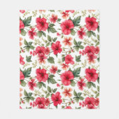 Bloempatroon Hibiscus Bloemen Fleece Deken (Voorkant)