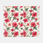 Bloempatroon Hibiscus Bloemen Fleece Deken (Voorkant (Horizontaal))